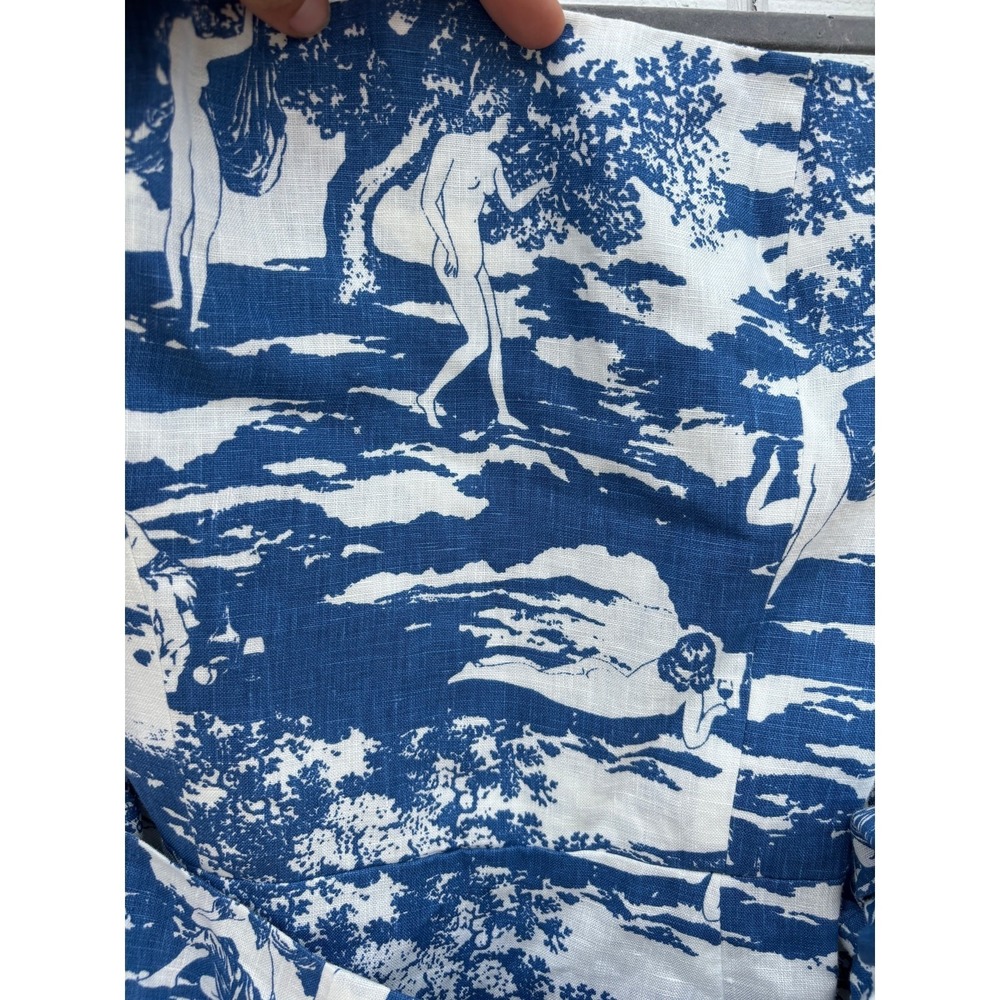 NWT Reformation Turnip Dress, Toscana Print, Strapless Wrap, Blue, Size 8 - Picture 4 of 6